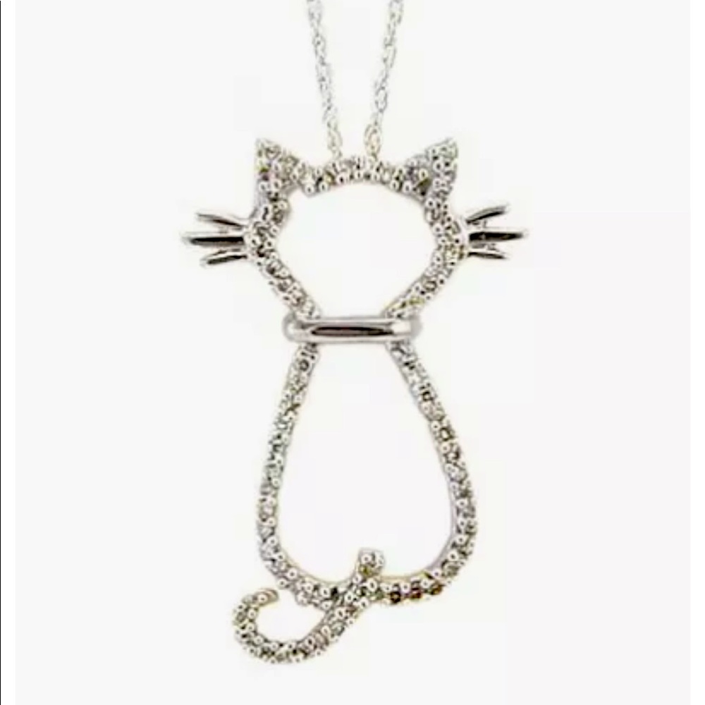 Cat necklace 14k white gold
